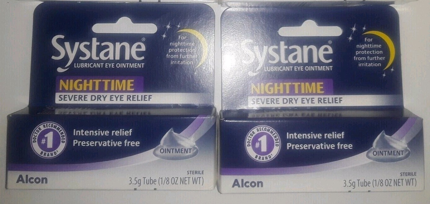 LOT OF TWO New Boxed Systane Nighttime Lubricant Eye Ointment Dry Eye Relief 
