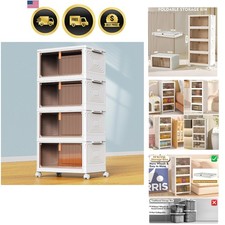4 Tier Plastic Storage Bins with Lid 23QT, Stackable Storage Containers with ...