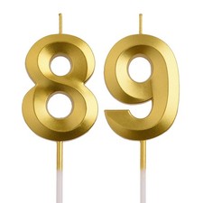 89th 98th Birthday Candles, Gold 98 89 Year Old Number Birthday Candles, Birt...