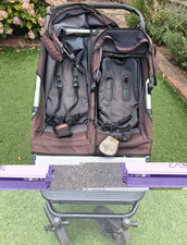 Mountain Buggy Double Pushchair Brown/Grey with Canopy & Footmuff