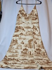 Cider Women's Shift Dress Tan And Brown Toile Pattern Size M