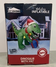 Giant Christmas Self Inflatable Dinosaur Decoration 5ft LED LightUp Xmas Holiday