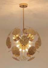 12-Light Modern Sputnik Chandelier Globe Pendant Gold Color with Bulbs N.O.B.