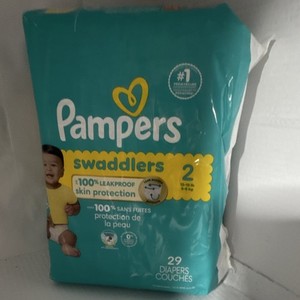 Pampers Swaddlers Size 2 Baby Diapers 29 Count Leakproof Skin Protection