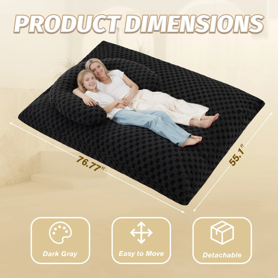 Silla Bolsa de Frijoles 3 en 1 con Almohada Portátil en Forma de U, Bolsa de Frijoles Gigante con Lavado... Foto 3 de 4