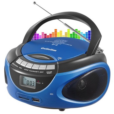 Gelielim Portable Boombox CD Player, Top Loading Players for Home Blue 