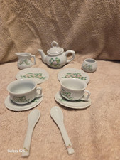 Vintage Child  s Miniature Tea Set Ceramic Floral Tea for Two Complete Set