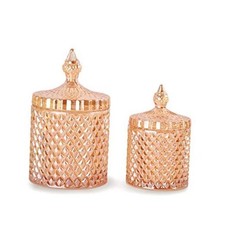2 Pack Glass Qtip Holder, Apothecary Jars with Lids Bathroom Storage  Amber