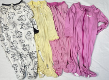 Baby Newborn Footie Romper Girl's One Piece Bodysuit Cotton Sleeper LOT of 4