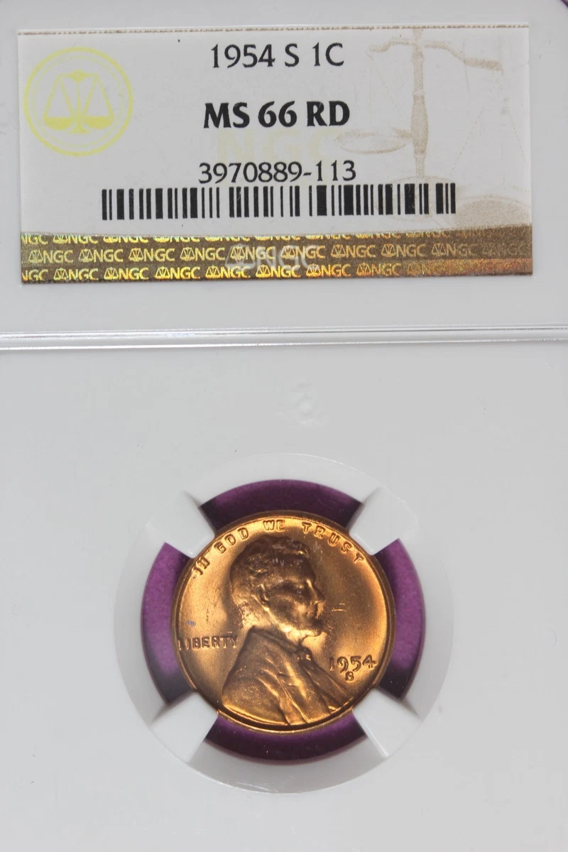 NGC 1954 Grade MS 65 Lincoln Wheat US Small Cents (1909-1958) for