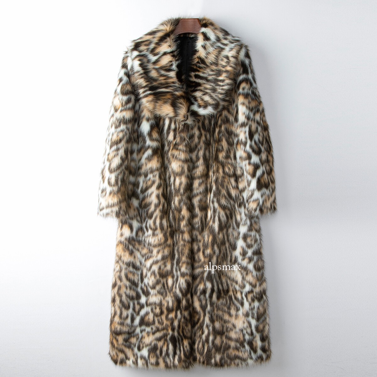 Winter New Leopard Print Knee Length Fur Coat Women Mink Fur Warm Long Coat