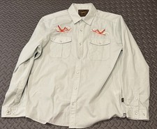 Howler Bros Men's L Gaucho Snap Front Western Shirt Flamingo Flight Light Green