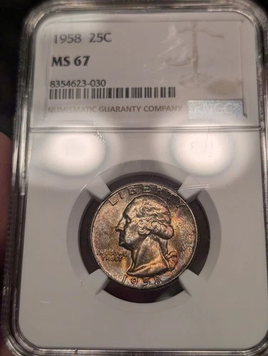 1958 Washington 25¢ NGC MS67 Toned