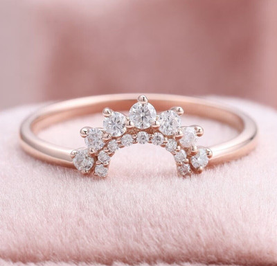 1.0Ct Created Diamond Curve Eternity Women Engagement Band 14k Rose Gold Finish