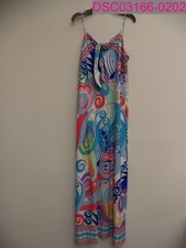 Venus Women's Maxi Dress Sleeveless White Multicolored Medium Retro Style Dress