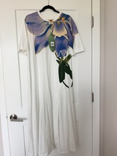Farm Rio Women’s Flower Maxi Dress White Basic Sleeve XS