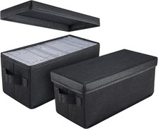 UENTIP CD Storage Boxes - Pack of 2 Case Holder - 13.2" 2 Pack, black