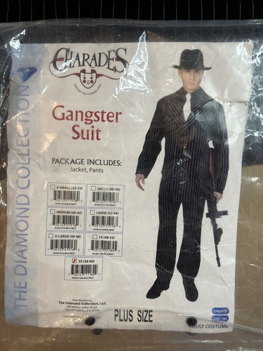 Black and White Gangster Mens Costume Suit Charades 3X 56-60 Made In USA Adult