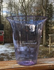 Steuben Art Glass Wisteria Alexandrite Vase #6123 10 x 9