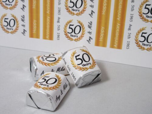 Decoraciones personalizadas de fiesta de 50 aniversario ajuste envoltura de caramelos Hershey pepita - Imagen 7 de 8