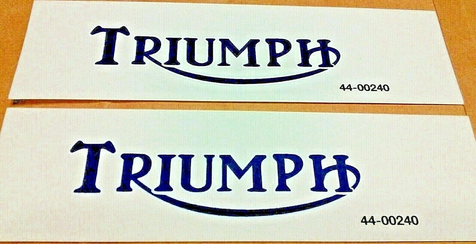 TRIUMPH looped 2-1/2 x 1" blue with white edge vinyl decal sticker pair 44-00240 - Image 2 of 4