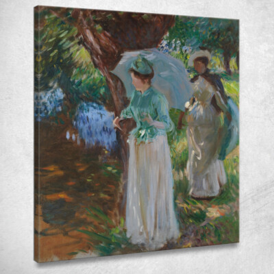 Zwei Mädchen mit Sonnenschirmen John Singer Sargent, jss345 Leinwandbild