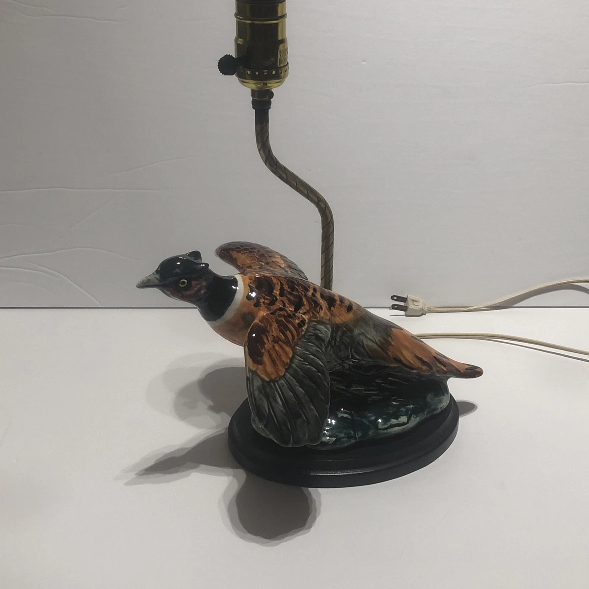 Vintage Ceramic Pheasant Lamp tested working Quail Birds hunting