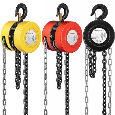 Chain Hoist Block 2/3/5 Ton 10Ft Manual Lift Puller w/ 2 Hooks Ratchet Type