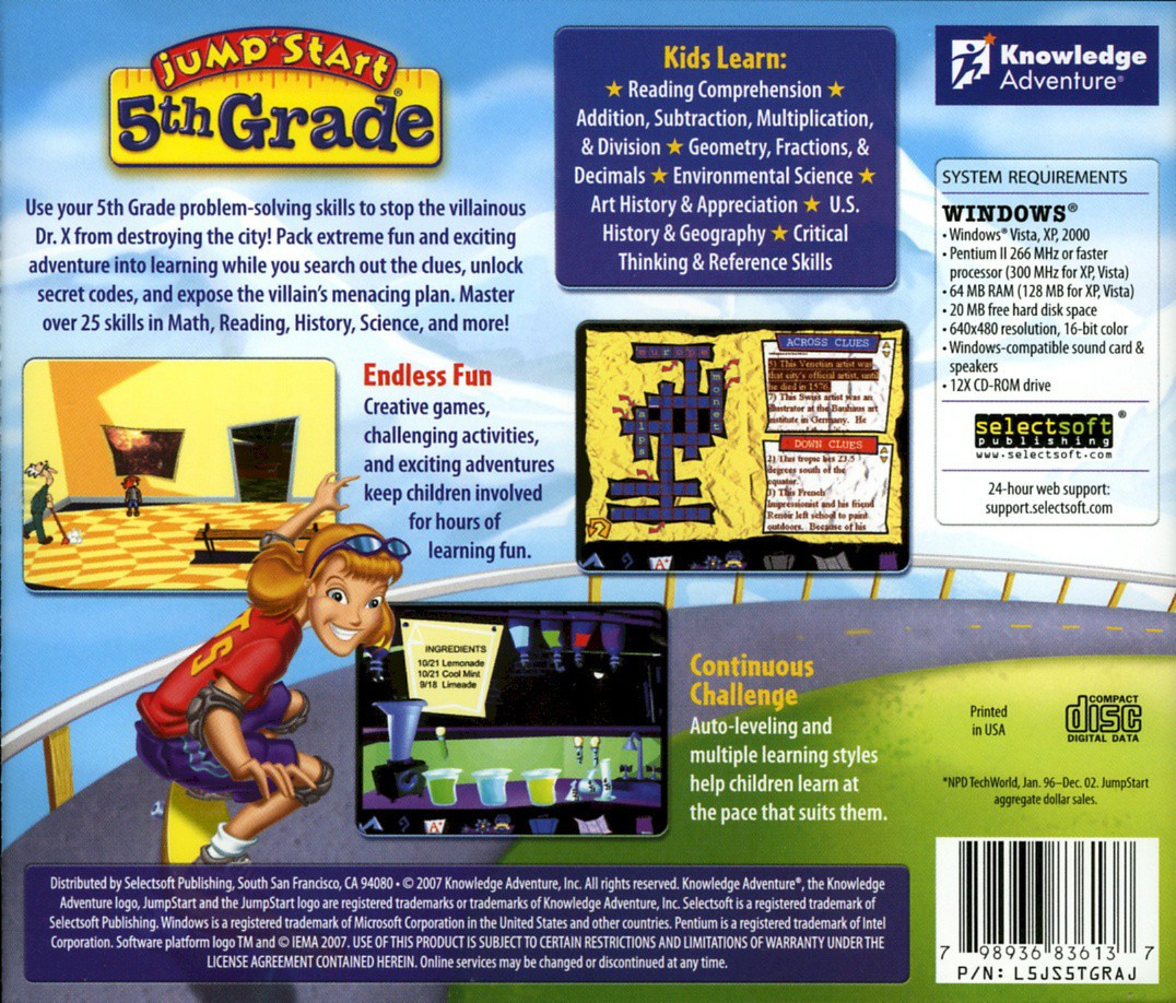 JumpStart 5th Grade PC Geometry Art History Reference Skills