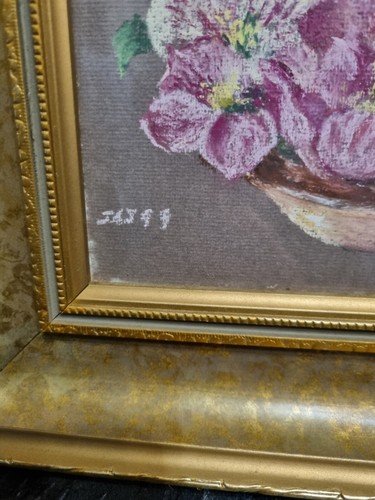 20th C British School Summer Flowers In A Bowl Pastel on coloured paper Signed - Picture 10 of 10