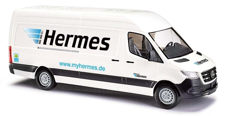 Camionnette Busch 52620 Mercedes Sprinter Hermes 1/87 pour décor de ville miniature