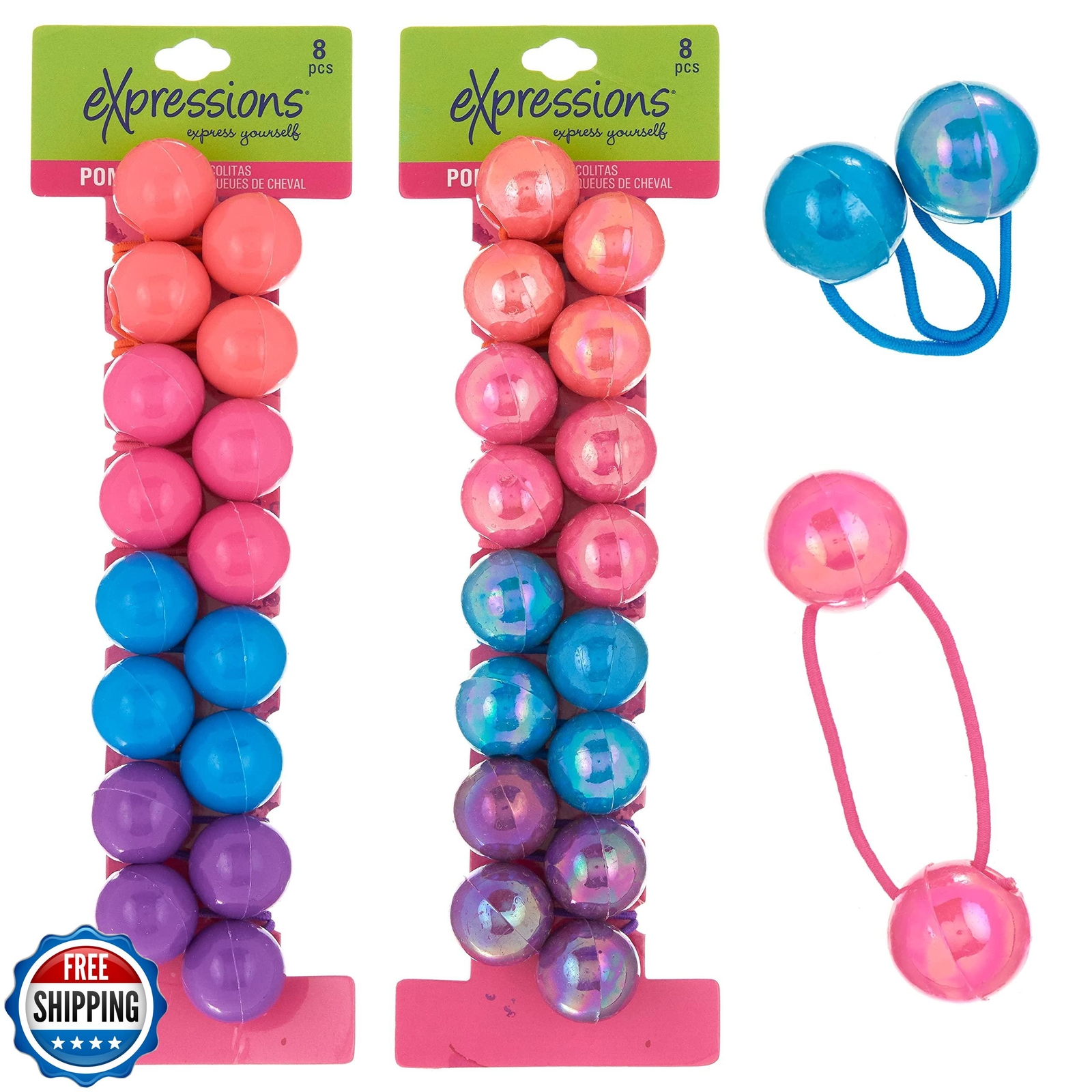 16-Piece Brightly Colored Ponytail Elastic Balls Hair Tie Set