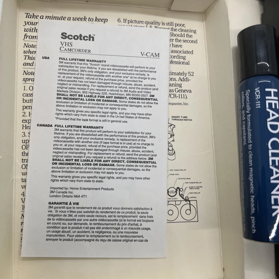Винтажный 1985 Geneva видео головы очиститель ~ VHS видеомагнитофон влажная система ~ инструкции - Изображение 4 из 4