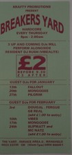 Rave Flyer-Breakers Yard at Mansfield- early 1990's - Size 1/2 A5- paper MINT