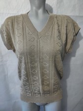Booth Bay Bronze Tan V Neck Women's Sweater Size M Made In USA