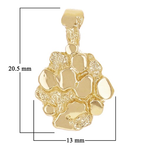 14k Yellow Gold Solid Hexagon Nugget Charm Pendant 20.5x13mm 2.9 grams - Picture 4 of 5