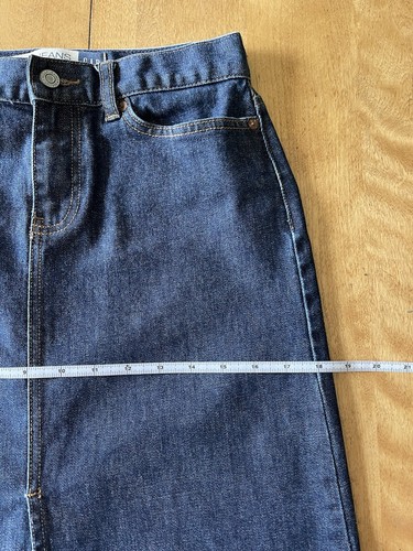 Vintage Y2K Gap Knee Length Denim Skirt Front Slit Blue Size 2 2001 00s - Picture 11 of 18