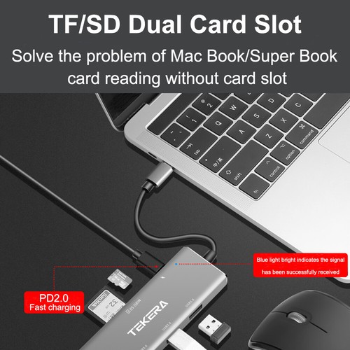 USB Type-C 7-in-1 Hub with 4K@30Hz HDMI USB3.0 TF/SD Card Reader PD3.0 Charger - Picture 4 of 8