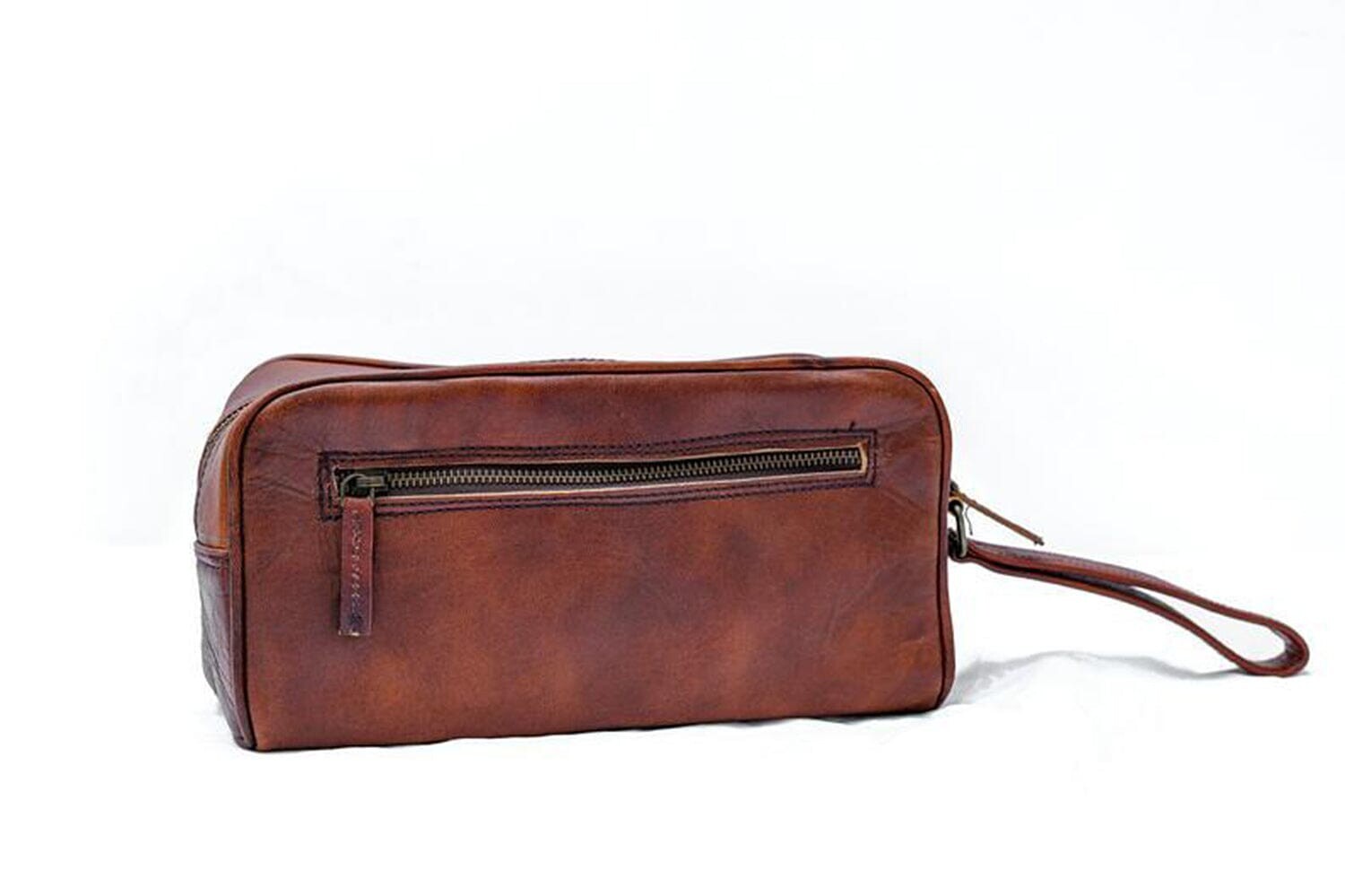 Brown Leather Travel Toiletry Bag Shaving Kit Men Shaving Case Free Shipping