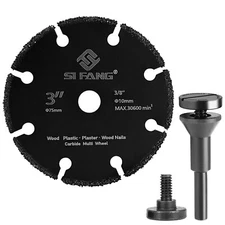 3" Cut Off Wheel Carbide Multi-Wheel For Wood Plastic with 1/4" Shank Mandrel