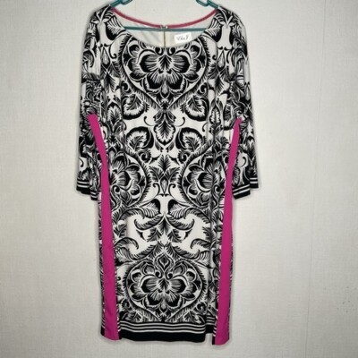 Eliza J Exposed Gold Back Zip Knee Length Shift Dress Women Size 14 Black/ White | eBay