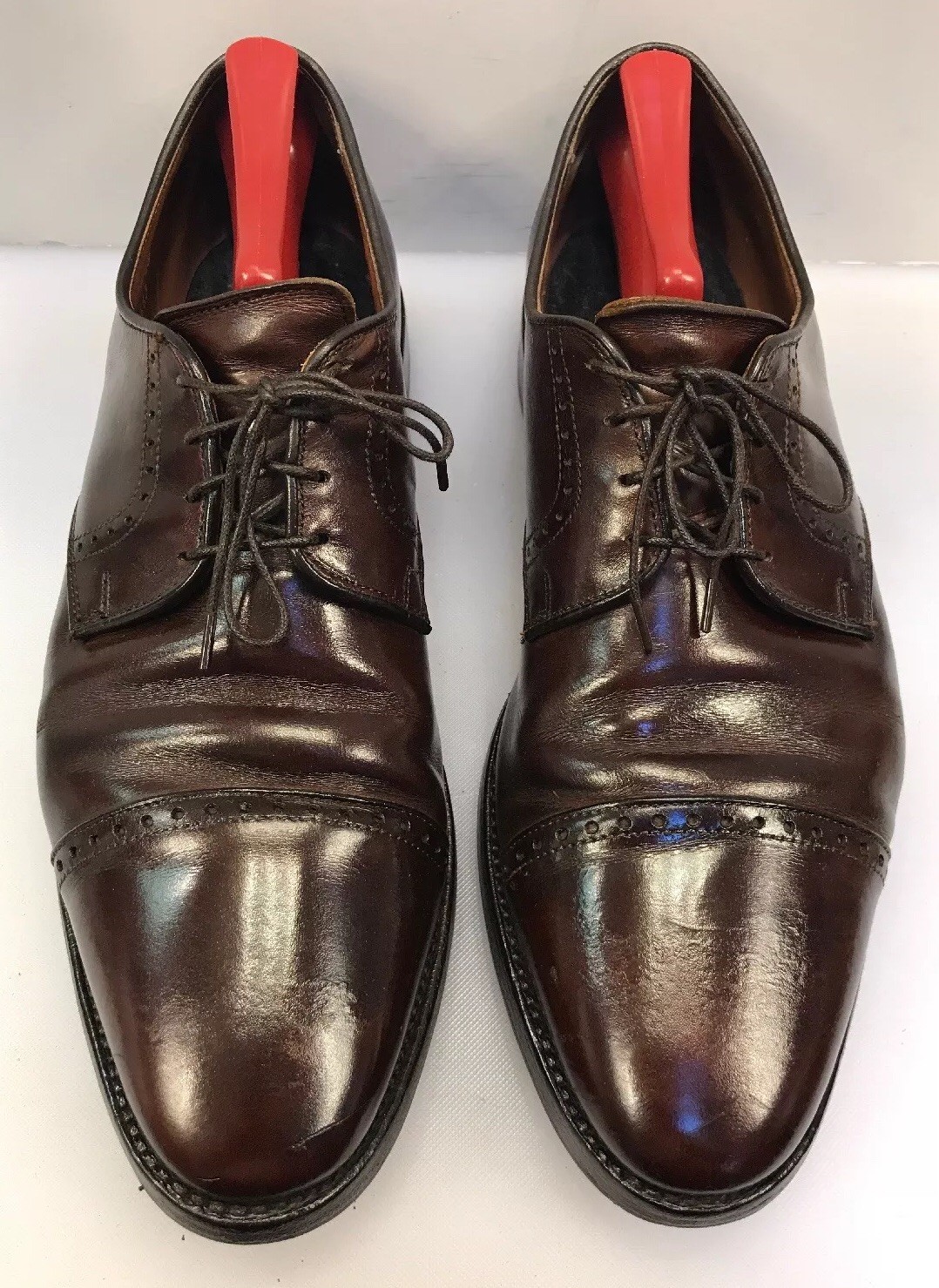 SAOLA Oxford Allen Edmonds Uomo 10.5 C Clifton Cap Toe Made in USA Rosso Borgogna 3348