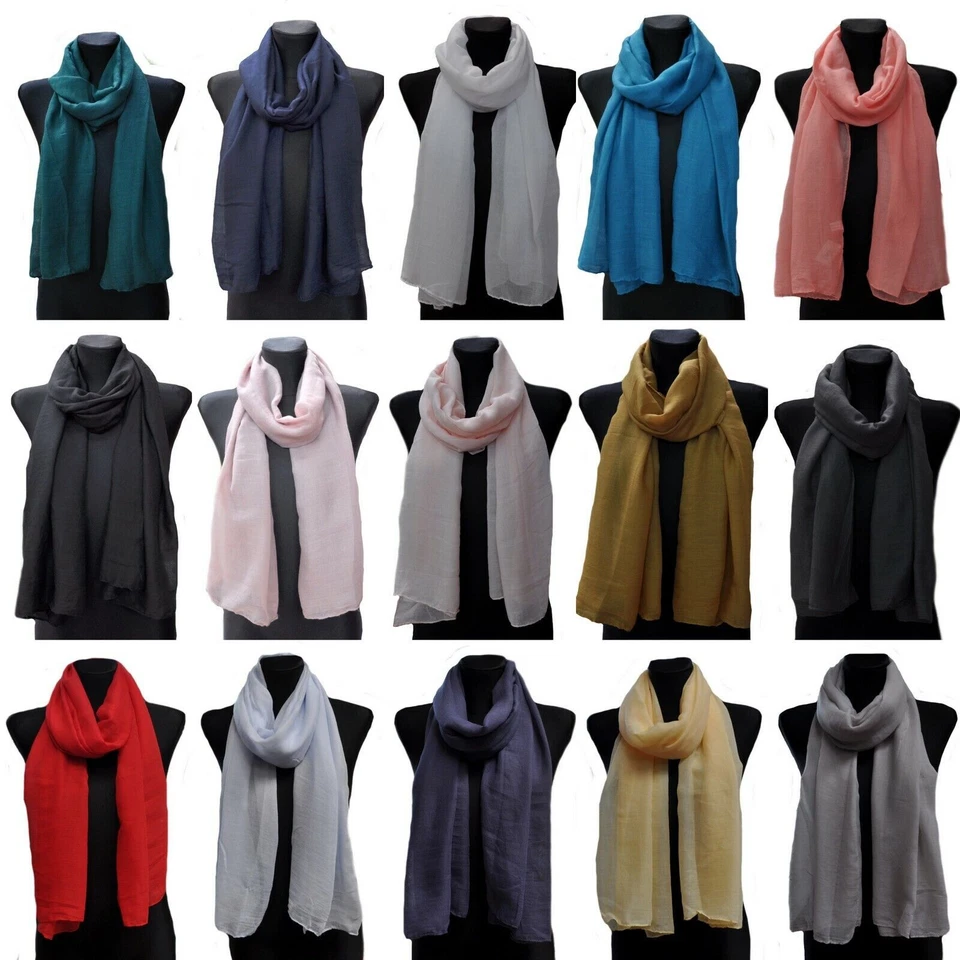 MARKENLOS XXL Cotton Langschal Lang Schal Halstuch Tuch Damenschal Uni Damen