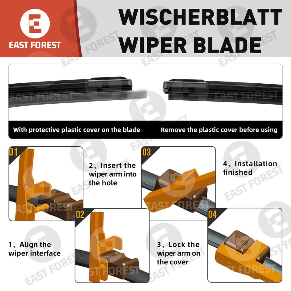 Front Wiper Blades 26''&26'' Set rubber Windshield Wiper Blades Durable