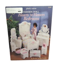 Plastic Canvas Fashion Doll Bedroom Furniture PATTERNS Fits Barbie Hearts Flower