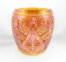 NO LID: Brockwitz Triple Alliance Carnival Glass Biscuit Cookie Jar Marigold