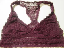 Victoria Secret Bra Size S Burgundy Wireless Unlined Racerback Pullover Lace