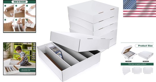 Compartmentalized White Card Storage Boxes - 12 Pcs for Trading Card Collections - Picture 2 of 9