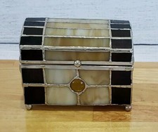 Vintage Stained Glass Trinket Jewelry Box 4 l X 3 w X 3 h by Ganz