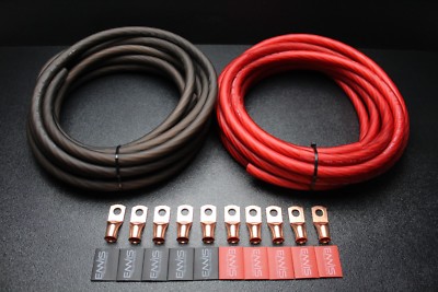 0 GAUGE WIRE 50FT RED 50 FT BLACK SUPERFLEX 10PCS COPPER 3/8 RING HEATSHRINK
